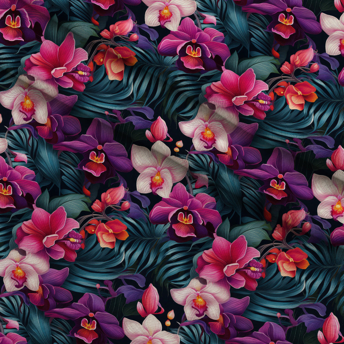 Midnight Jungle Blooms Pattern 10 Minky Fabric