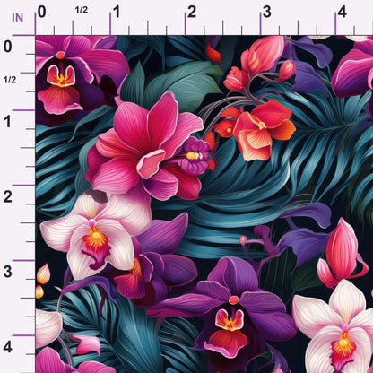 Midnight Jungle Blooms Pattern 10 Minky Fabric