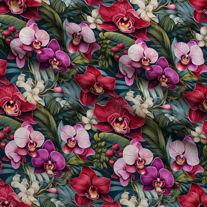 Midnight Jungle Blooms Pattern 12 Minky Fabric