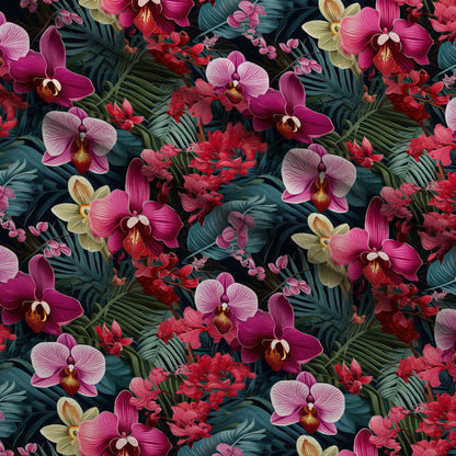 Midnight Jungle Blooms Pattern 3 Minky Fabric