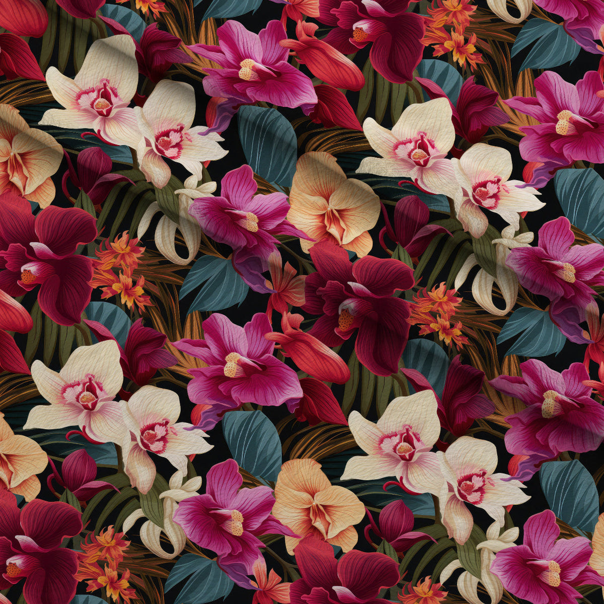 Midnight Jungle Blooms Pattern 6 Minky Fabric