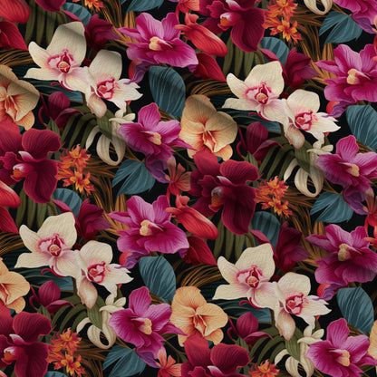 Midnight Jungle Blooms Pattern 6 Minky Fabric