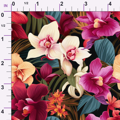 Midnight Jungle Blooms Pattern 6 Minky Fabric