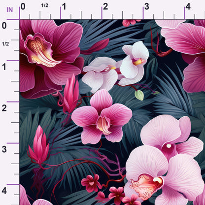 Midnight Jungle Blooms Pattern 7 Minky Fabric
