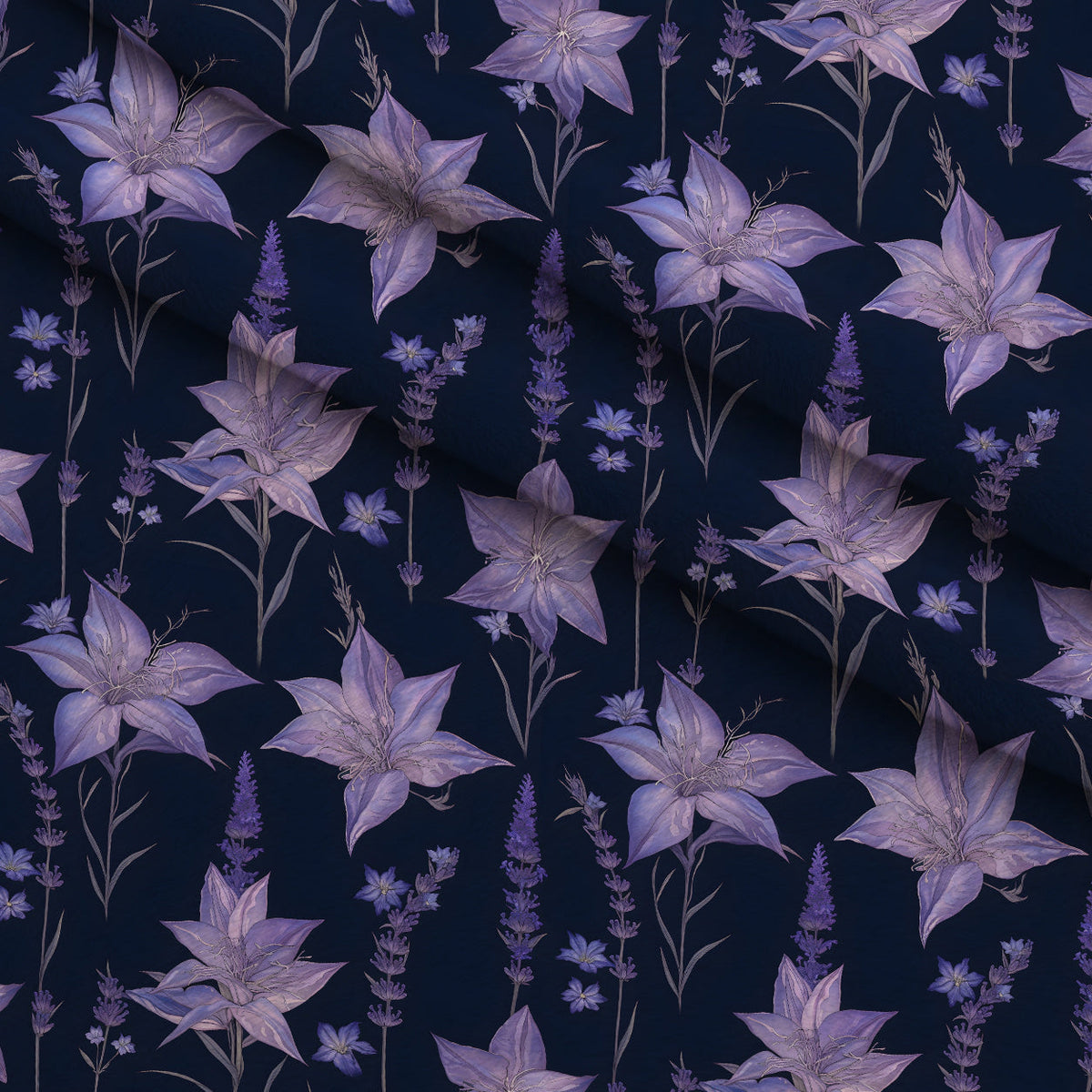 Midnight Lavender Pattern 1 Minky Fabric