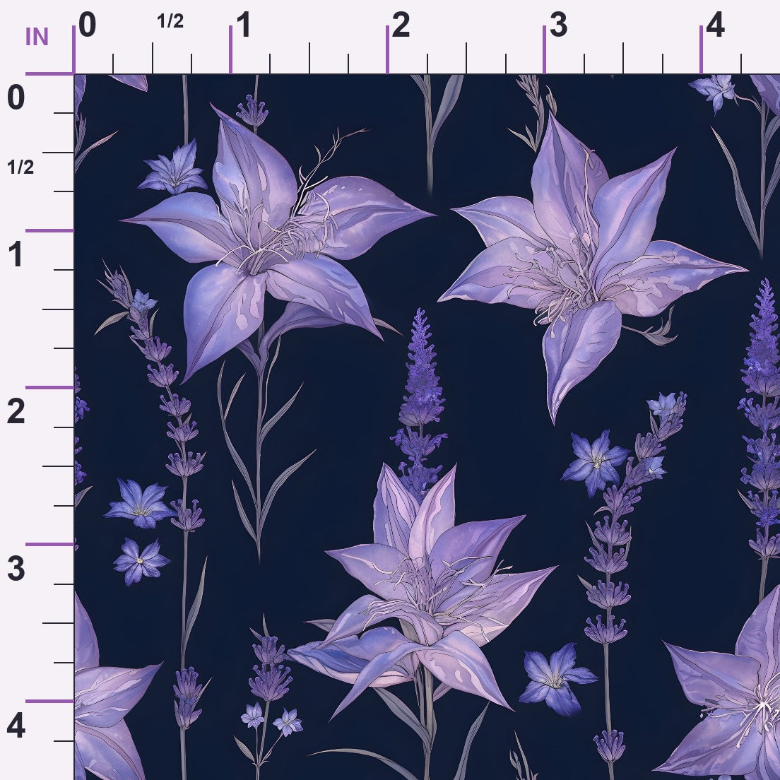 Midnight Lavender Pattern 1 Minky Fabric