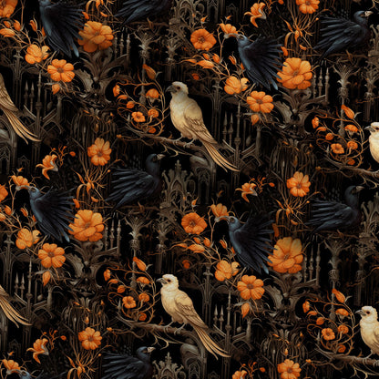 Midnight Marigolds Pattern 13 Minky Fabric