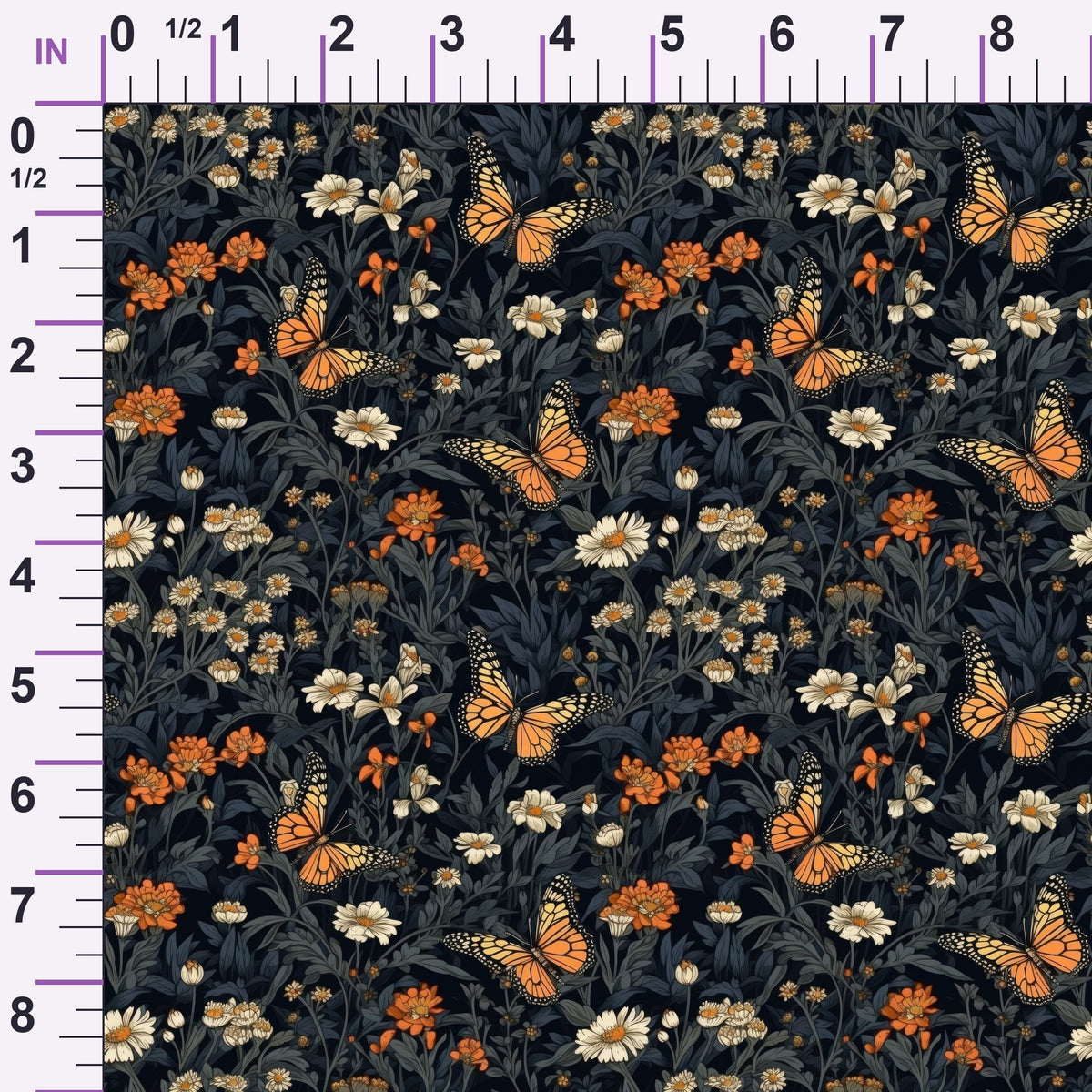 Midnight Monarchs Pattern 3 Minky Fabric