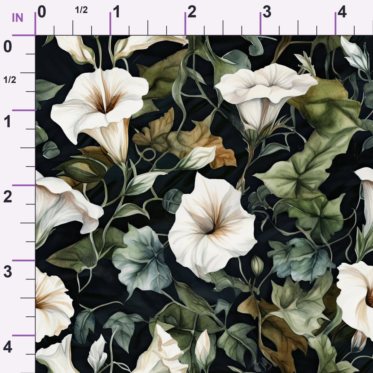 Midnight Moonflowers Pattern 1 Minky Fabric