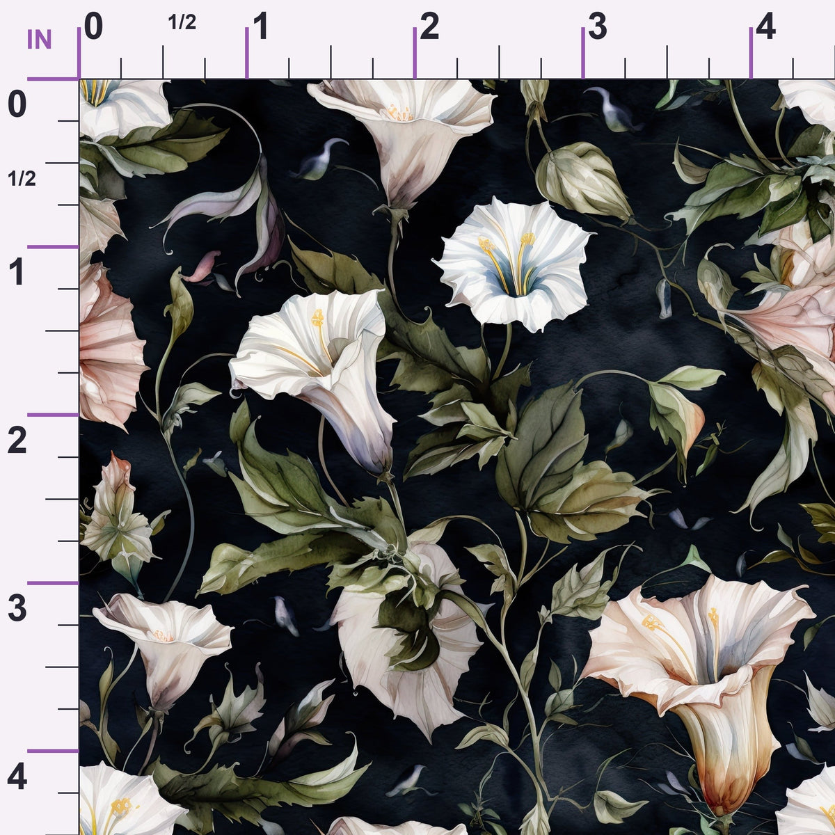Midnight Moonflowers Pattern 10 Minky Fabric
