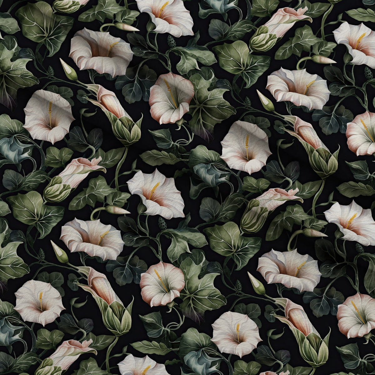 Midnight Moonflowers Pattern 11 Minky Fabric