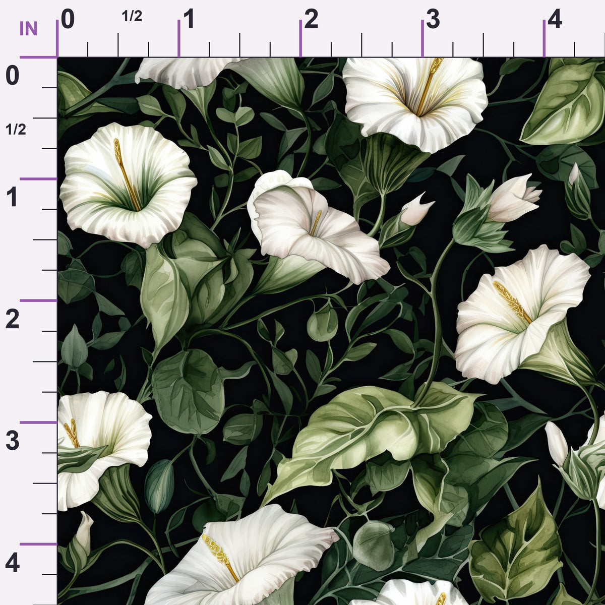 Midnight Moonflowers Pattern 2 Minky Fabric