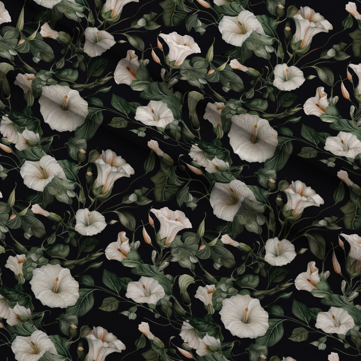Midnight Moonflowers Pattern 3 Minky Fabric