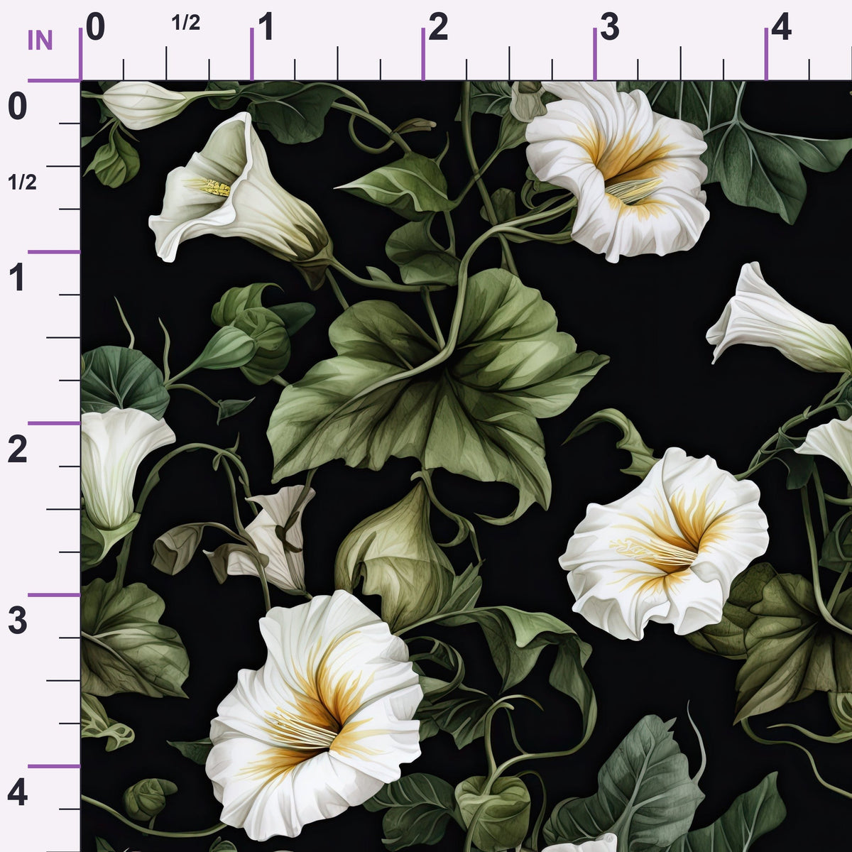 Midnight Moonflowers Pattern 4 Minky Fabric