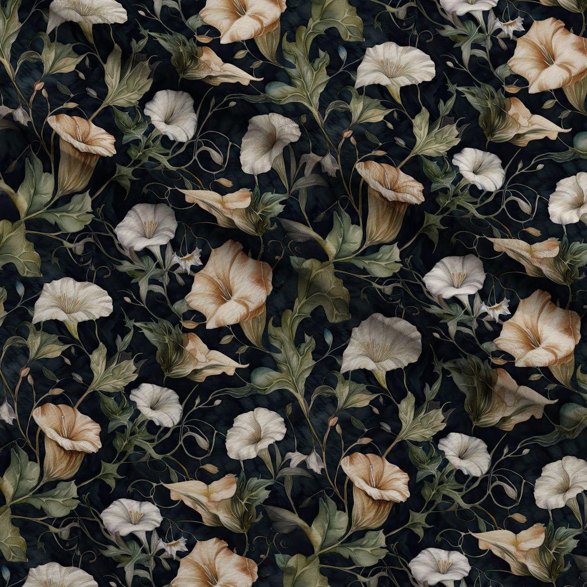 Midnight Moonflowers Pattern 6 Minky Fabric