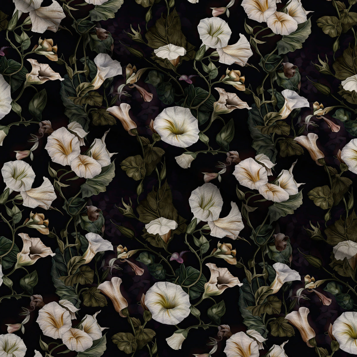 Midnight Moonflowers Pattern 7 Minky Fabric