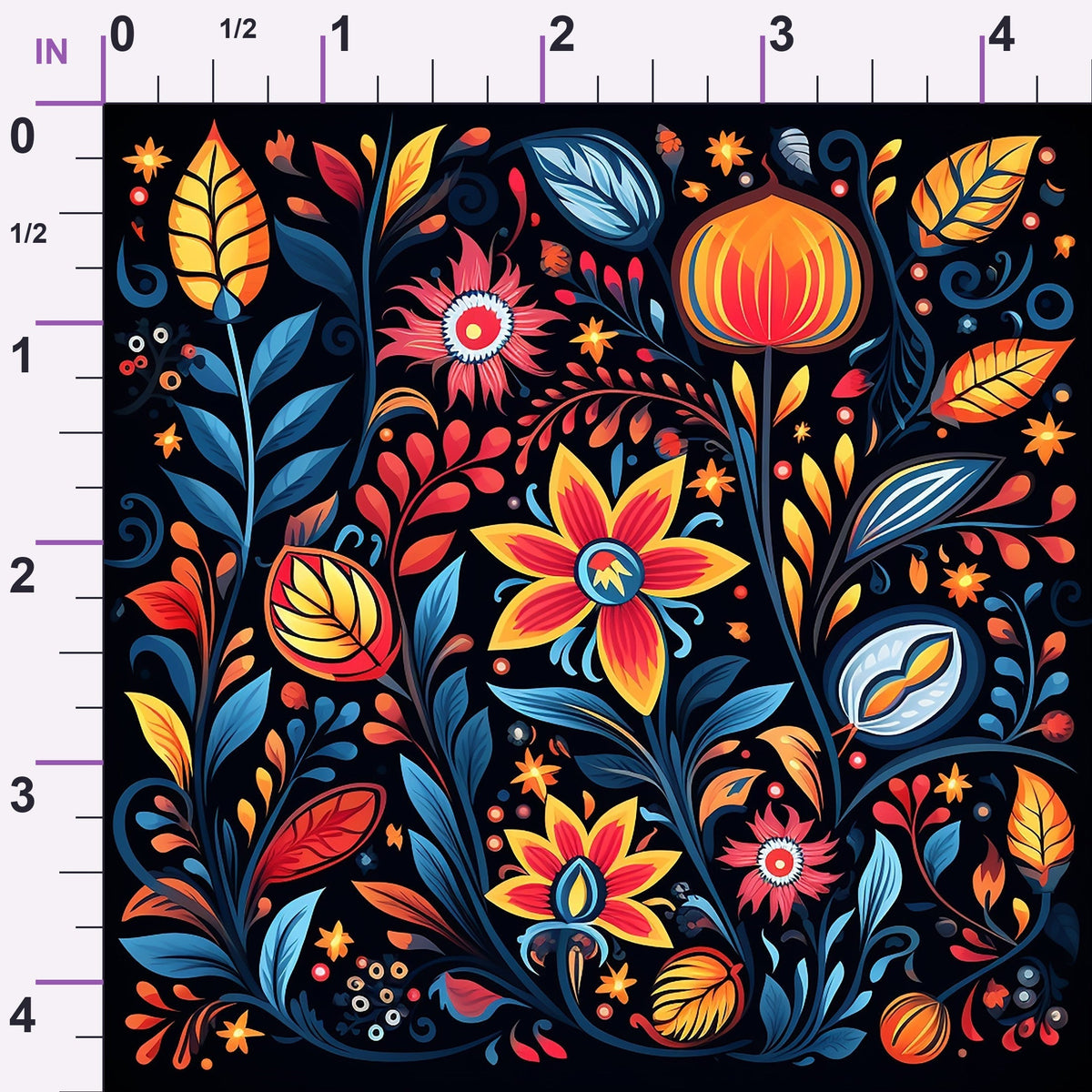 Midnight Otomi Garden Pattern 4 Minky Fabric