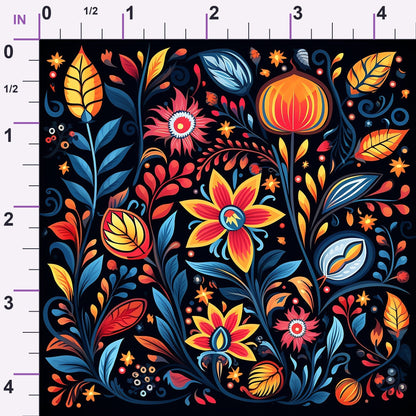 Midnight Otomi Garden Pattern 4 Minky Fabric