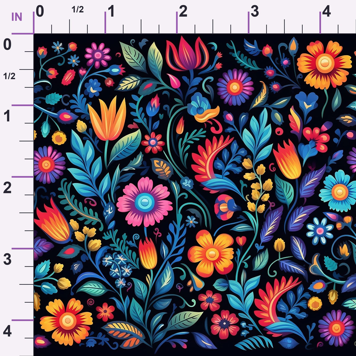 Midnight Otomi Garden Pattern 5 Minky Fabric