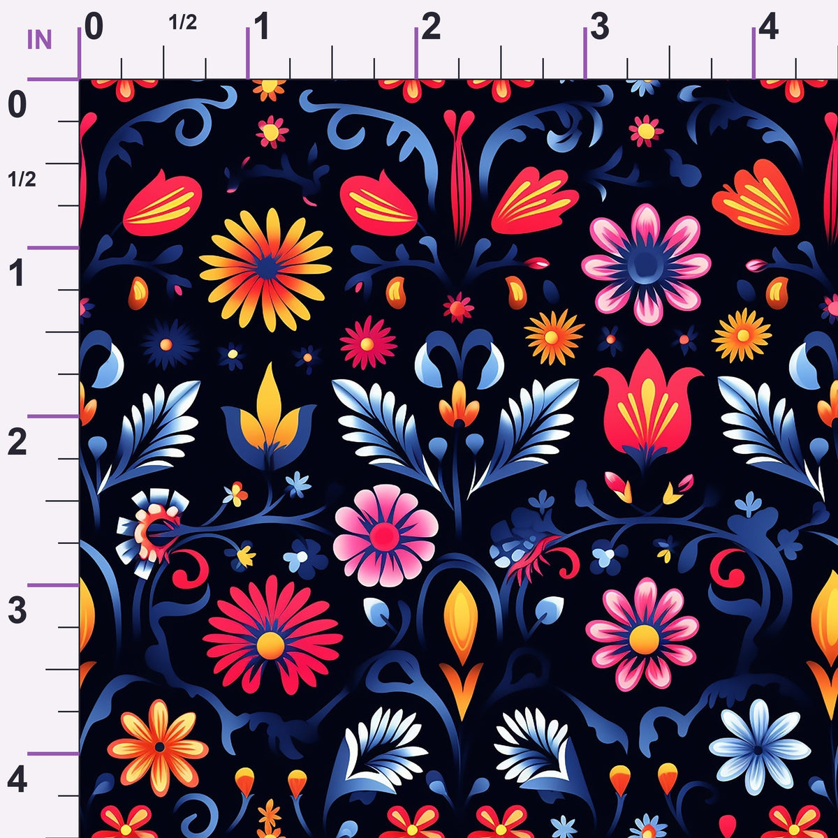 Midnight Otomi Garden Pattern 7 Minky Fabric