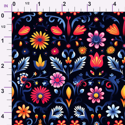 Midnight Otomi Garden Pattern 7 Minky Fabric