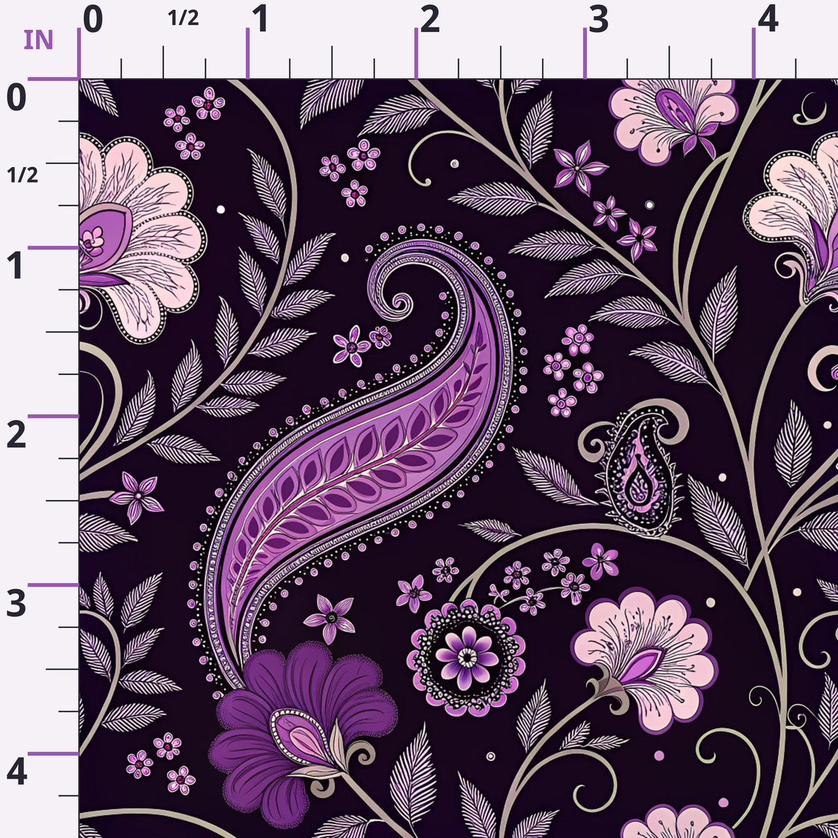 Midnight Paisley Garden Pattern 10 Minky Fabric