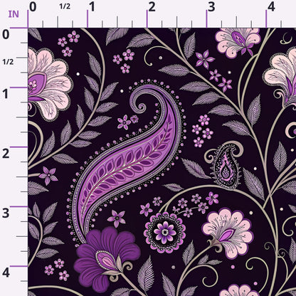 Midnight Paisley Garden Pattern 10 Minky Fabric