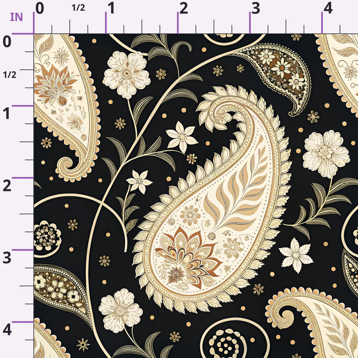 Midnight Paisley Garden Pattern 12 Minky Fabric