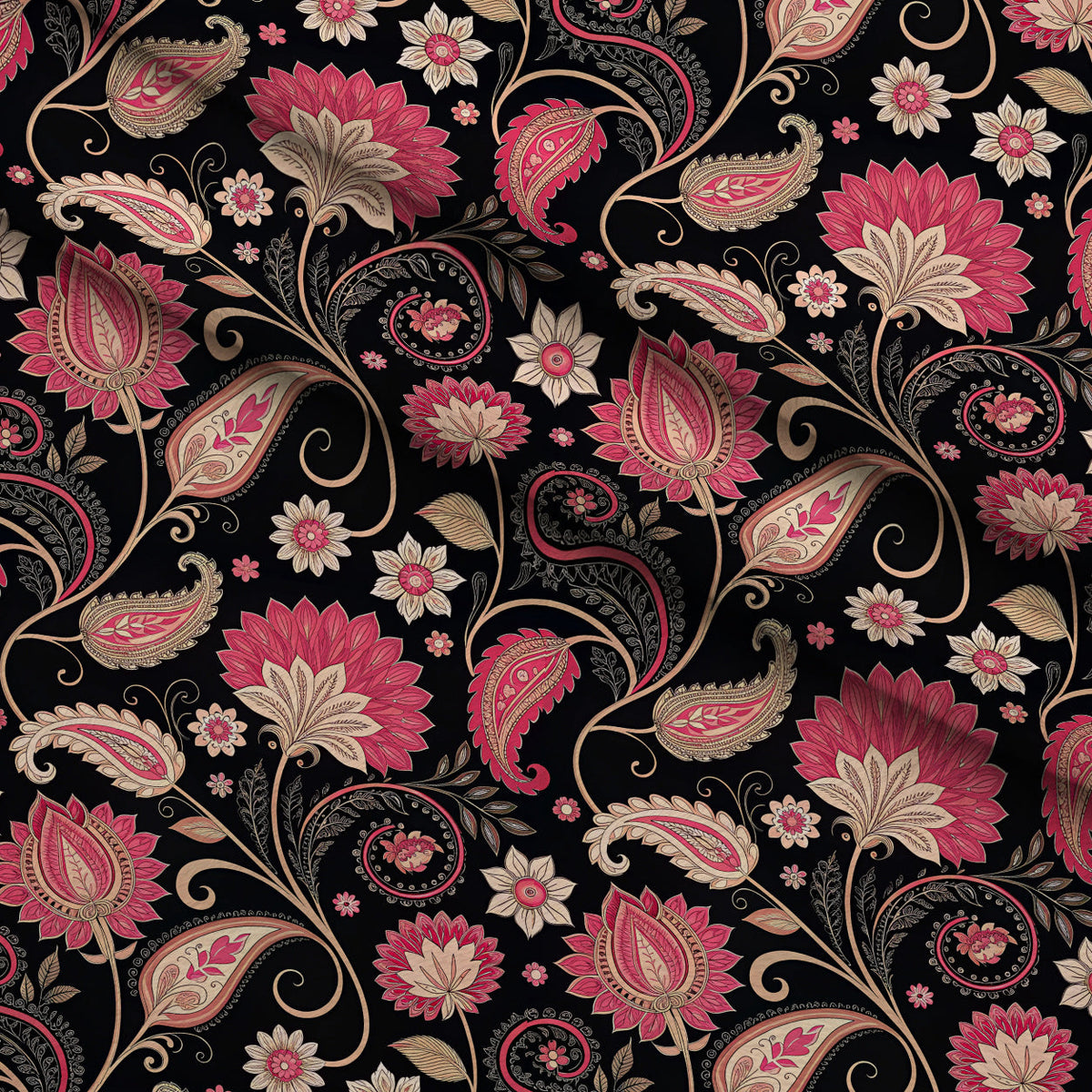 Midnight Paisley Garden Pattern 2 Minky Fabric
