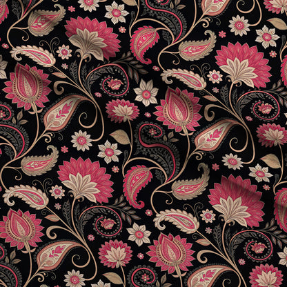 Midnight Paisley Garden Pattern 2 Minky Fabric