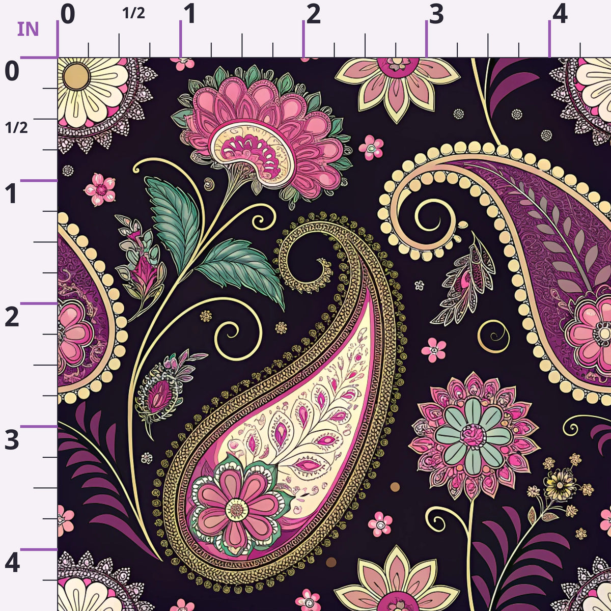 Midnight Paisley Garden Pattern 7 Minky Fabric