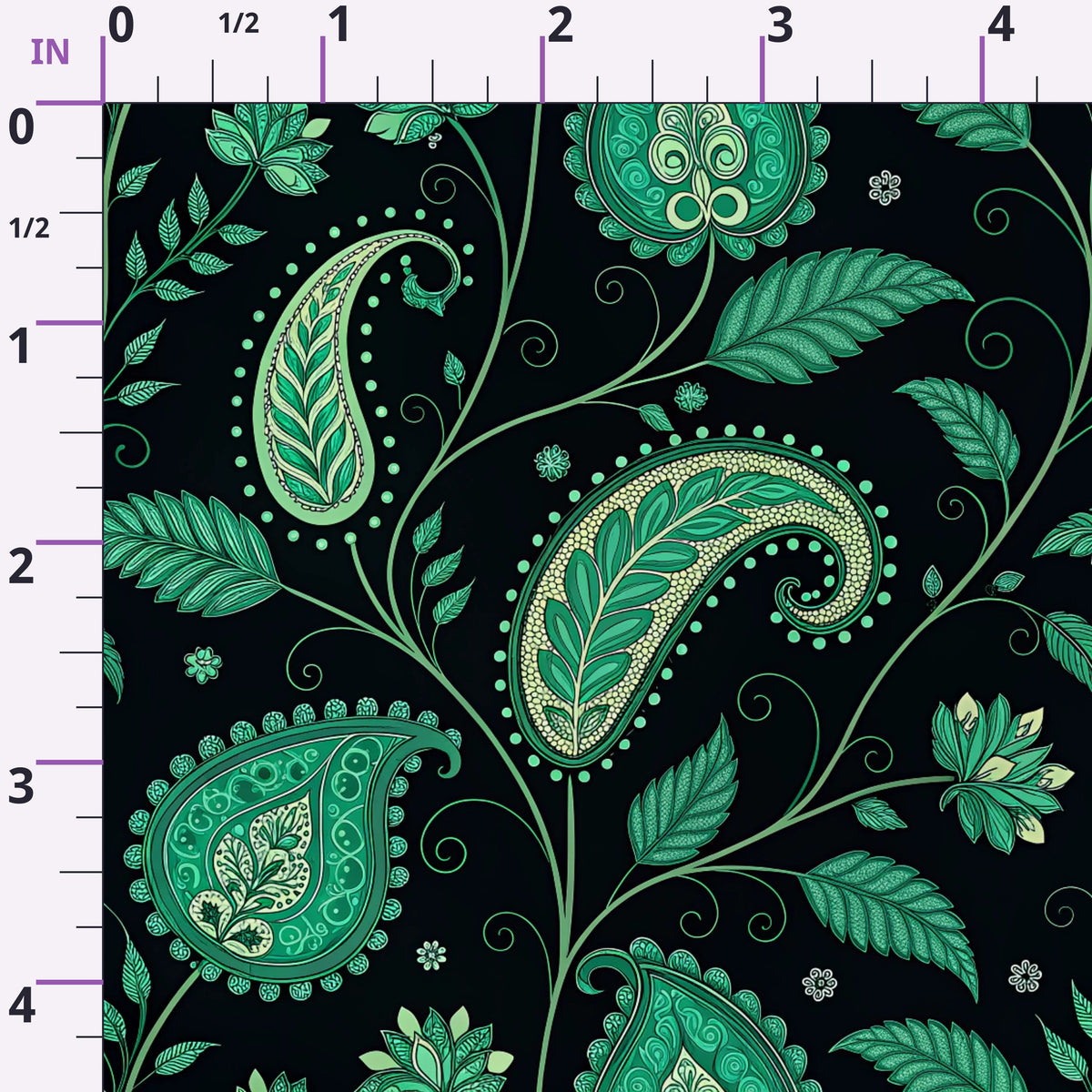 Midnight Paisley Garden Pattern 9 Minky Fabric