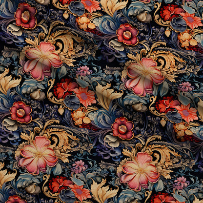 Midnight Rococo Pattern 1 Minky Fabric