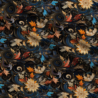 Midnight Rococo Pattern 2 Minky Fabric