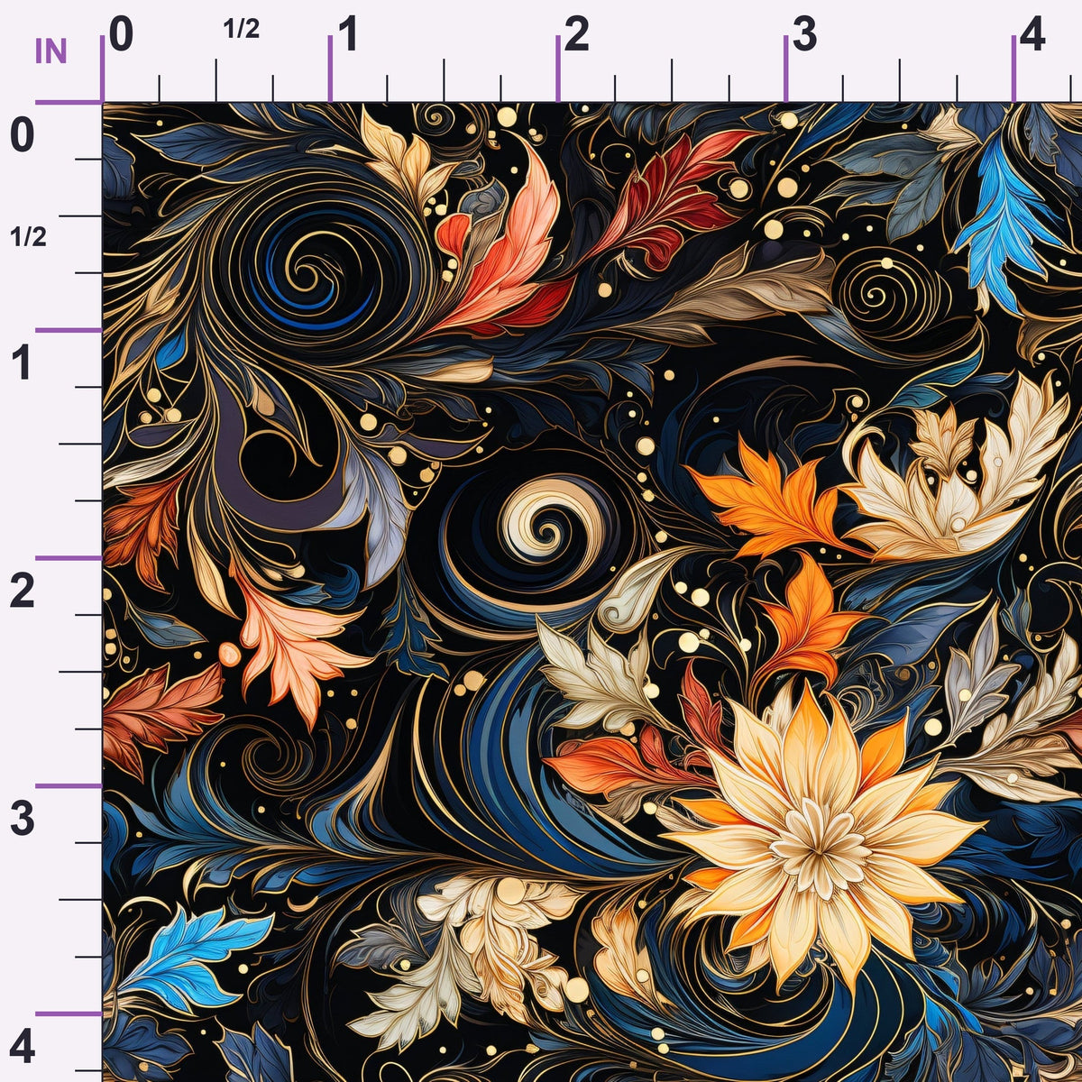 Midnight Rococo Pattern 2 Minky Fabric