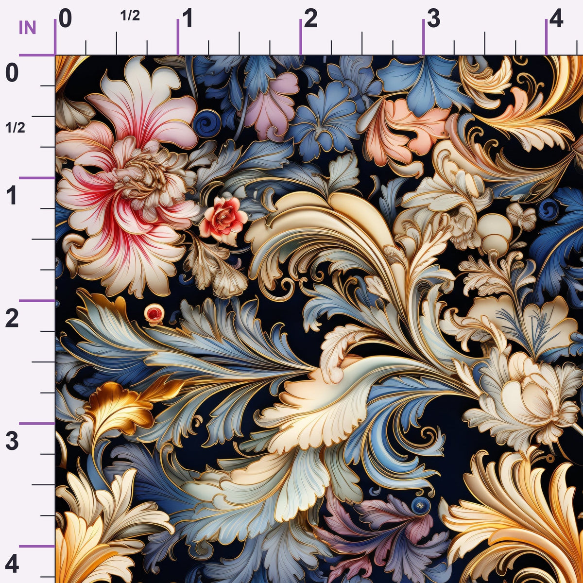 Midnight Rococo Pattern 3 Minky Fabric