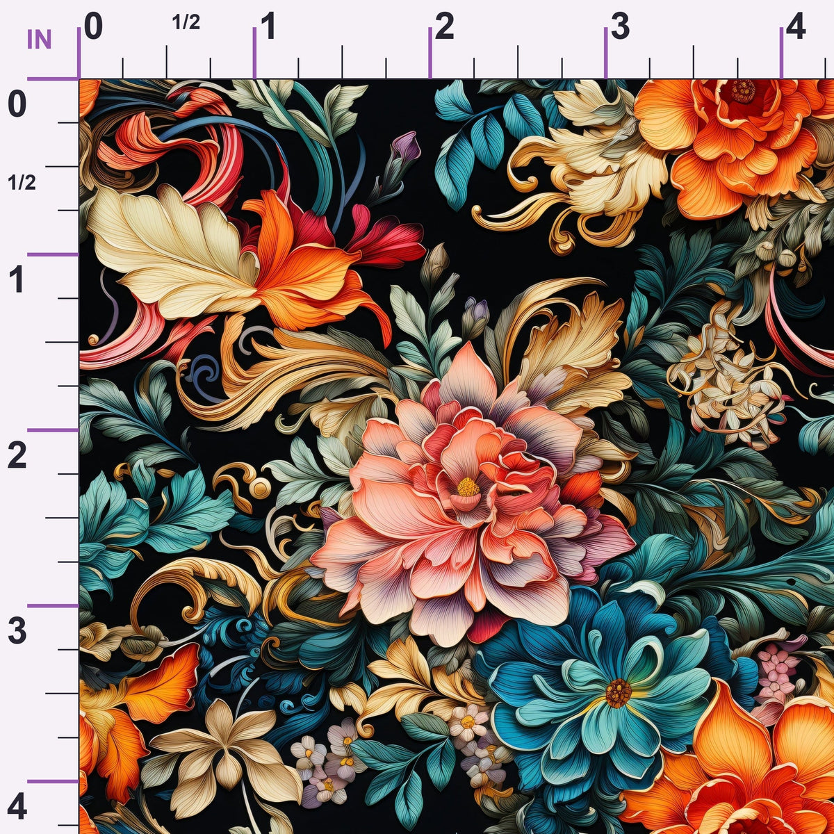Midnight Rococo Pattern 4 Minky Fabric