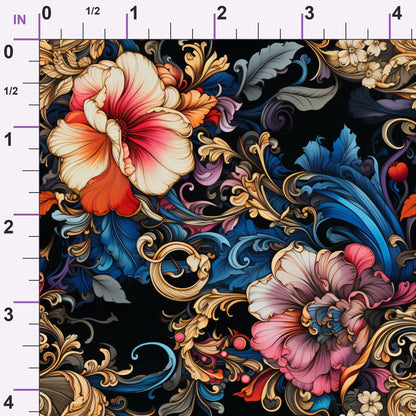 Midnight Rococo Pattern 5 Minky Fabric