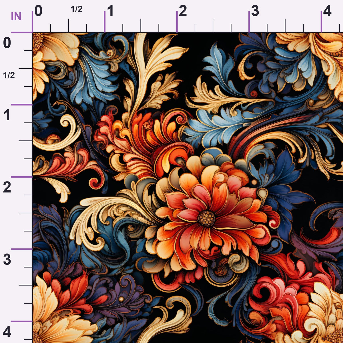 Midnight Rococo Pattern 7 Minky Fabric