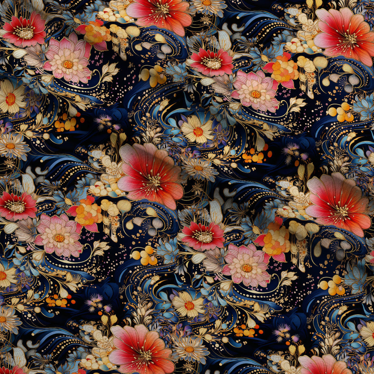Midnight Rococo Pattern 8 Minky Fabric