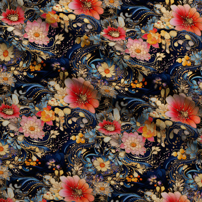 Midnight Rococo Pattern 8 Minky Fabric