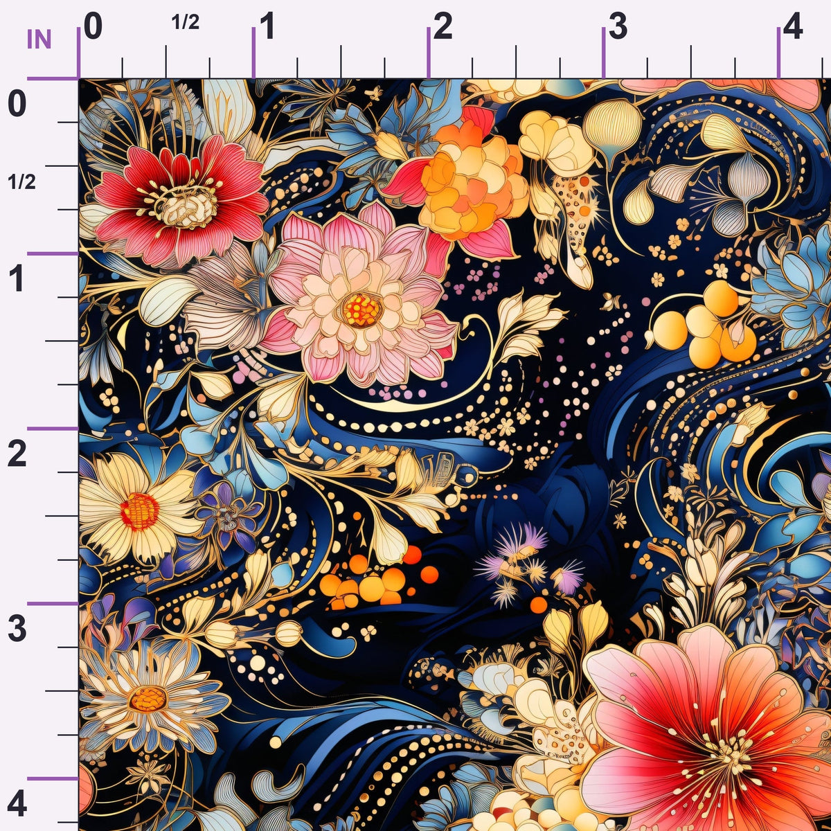Midnight Rococo Pattern 8 Minky Fabric