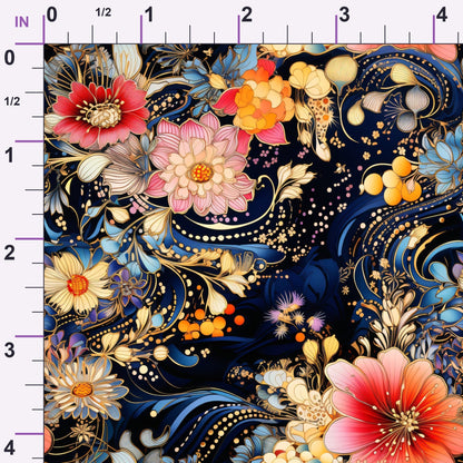 Midnight Rococo Pattern 8 Minky Fabric