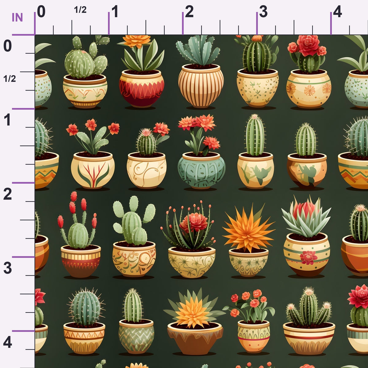 Midnight Succulents Pattern 4 Minky Fabric