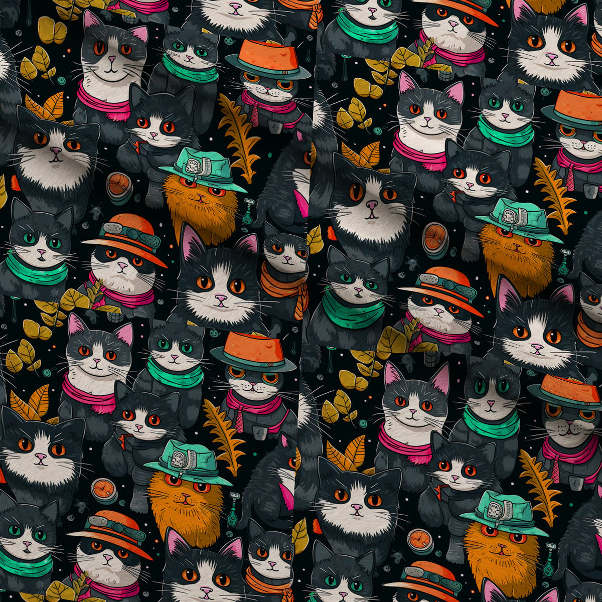 Midnight Whiskers Pattern 2 Minky Fabric