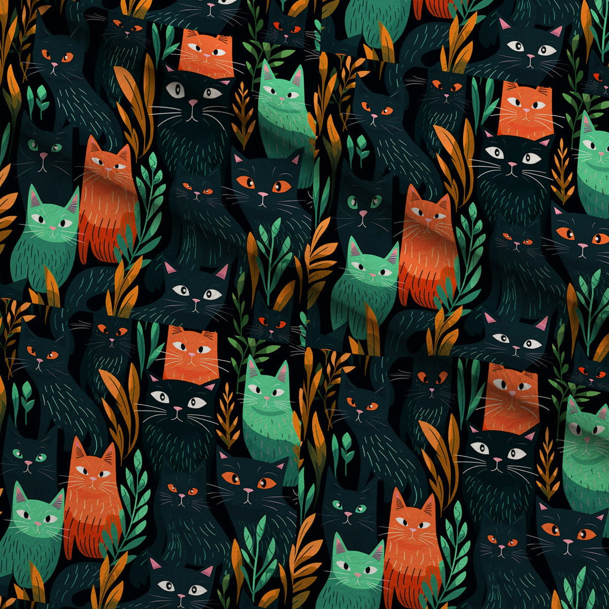 Midnight Whiskers Pattern 4 Minky Fabric