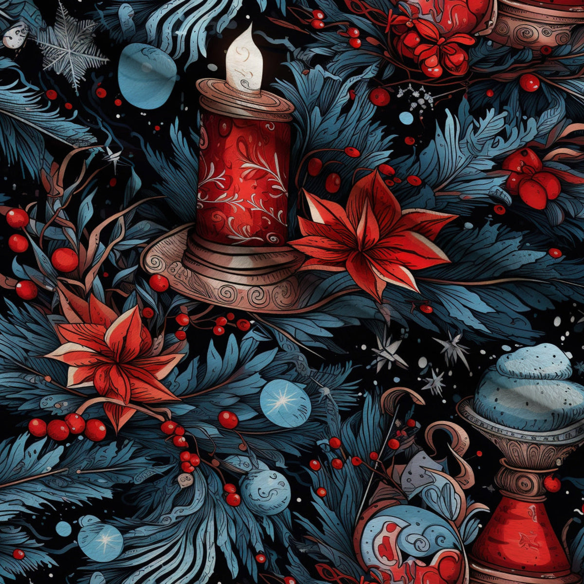 Midnight Yuletide Pattern 10 Minky Fabric