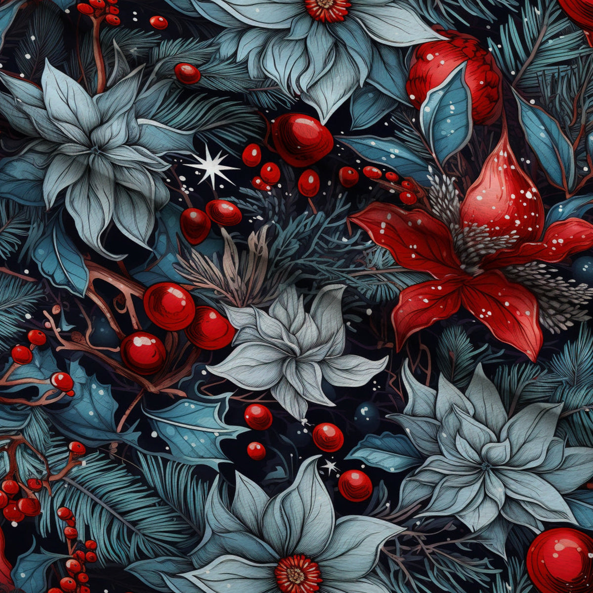 Midnight Yuletide Pattern 3 Minky Fabric