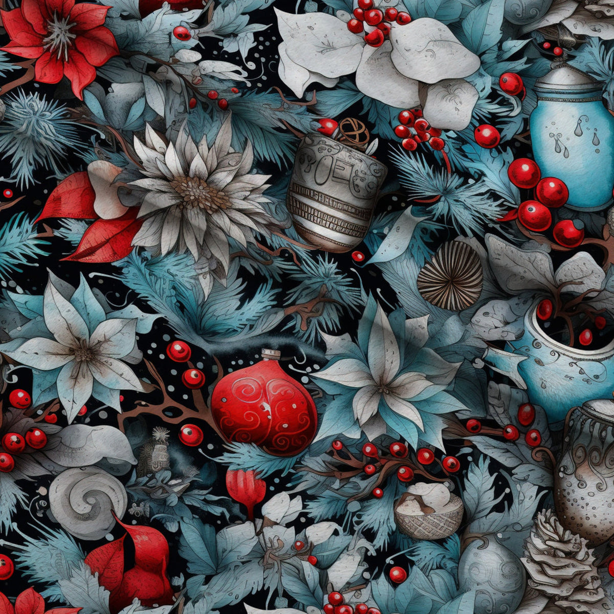 Midnight Yuletide Pattern 7 Minky Fabric