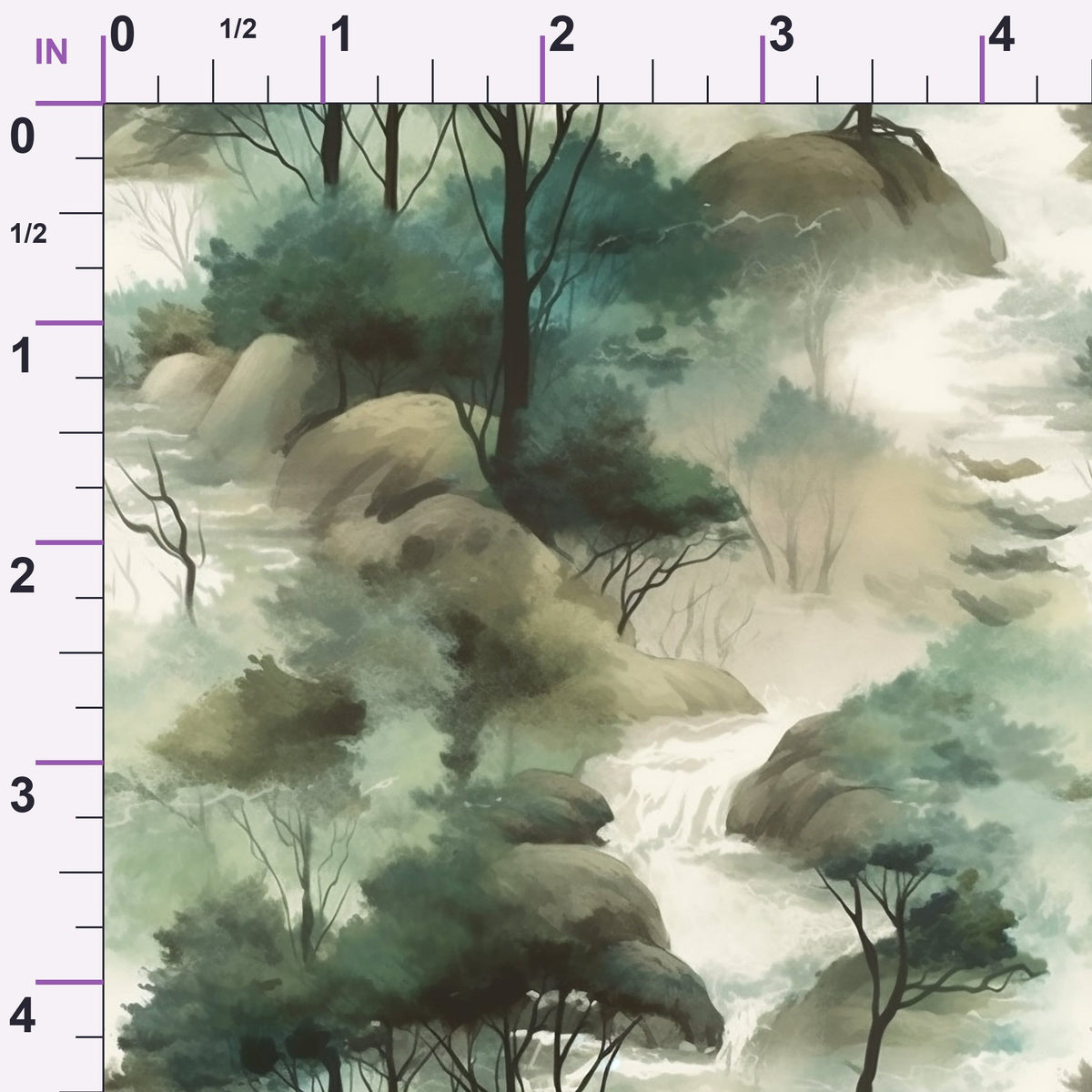 Misty Woodland Brook Pattern 1 Minky Fabric